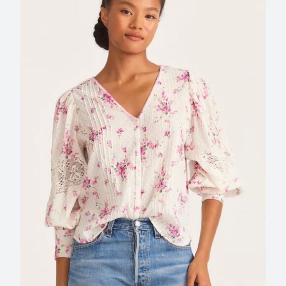 LoveShackFancy Merida Blouse Magenta Light - Picture 8 of 8